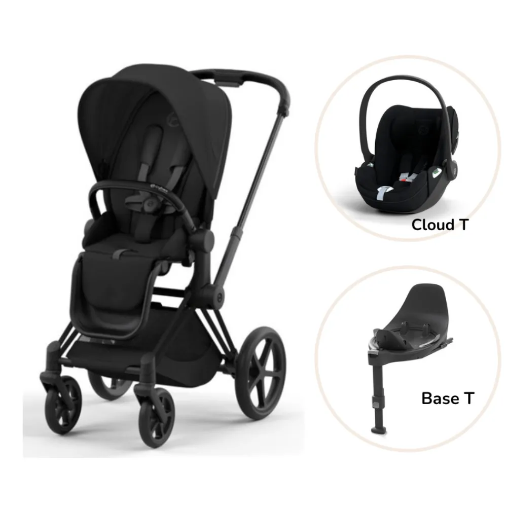 Cybex Priam klapvogn inkl. cloud T og base - sepia black/matt black PLUS- Klapvogne Med Flade Sæder|Vognpakker