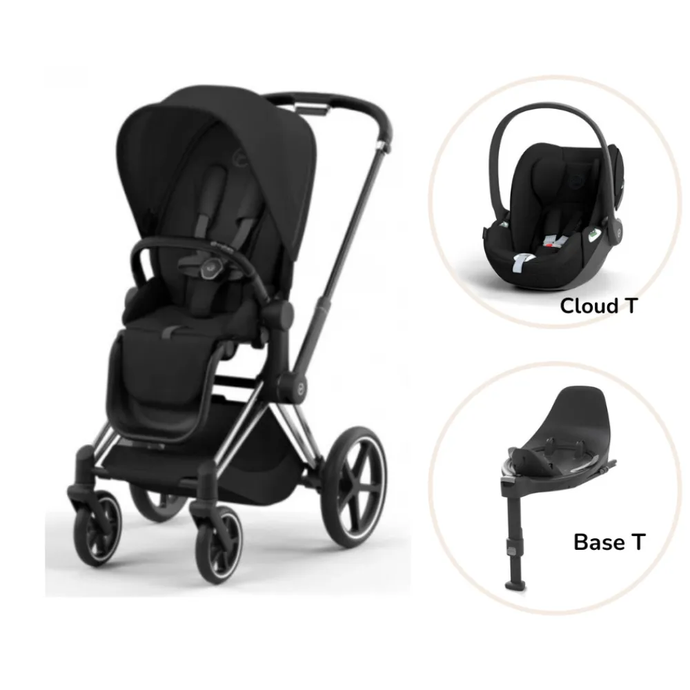 Cybex Priam klapvogn inkl. cloud T og base - sepia black/chrome black- Vognpakker|Klapvogne Med Flade Sæder