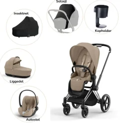 Cybex Priam pakke - cozy beige/chrome black PLUS- Kombivognspakker