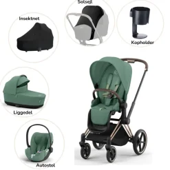 Cybex Priam pakke - leaf green/rosegold PLUS- Kombivognspakker