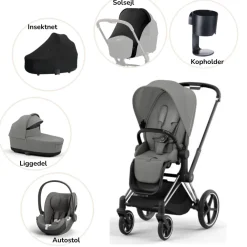 Cybex Priam pakke - mirage grey/chrome black- Kombivognspakker