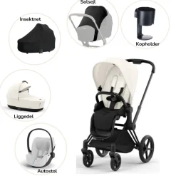 Cybex Priam pakke - off white/matt black PLUS- Kombivognspakker