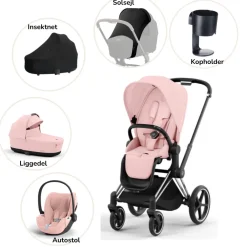 Cybex Priam pakke - peach pink/chrome black PLUS- Kombivognspakker