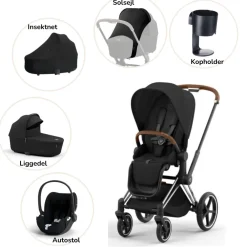 Cybex Priam pakke - sepia black/chrome brown PLUS- Kombivognspakker