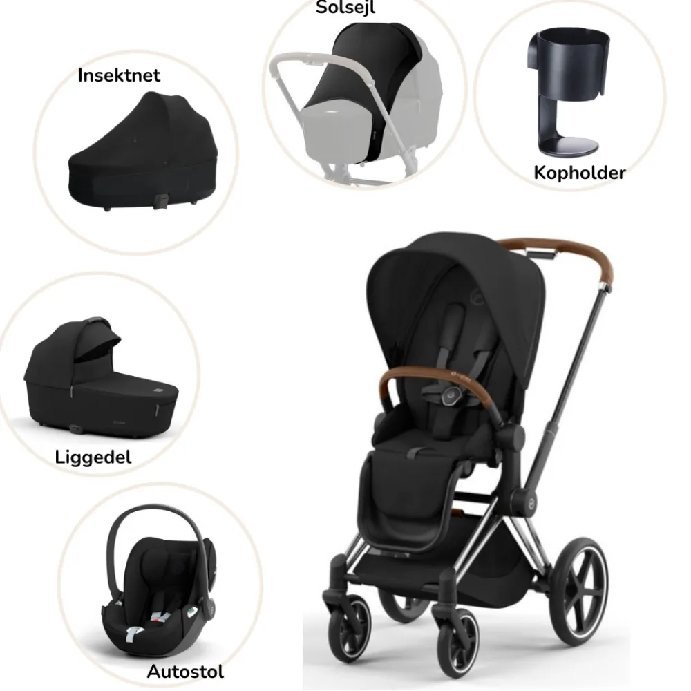 Cybex Priam pakke - sepia black/chrome brown- Kombivognspakker