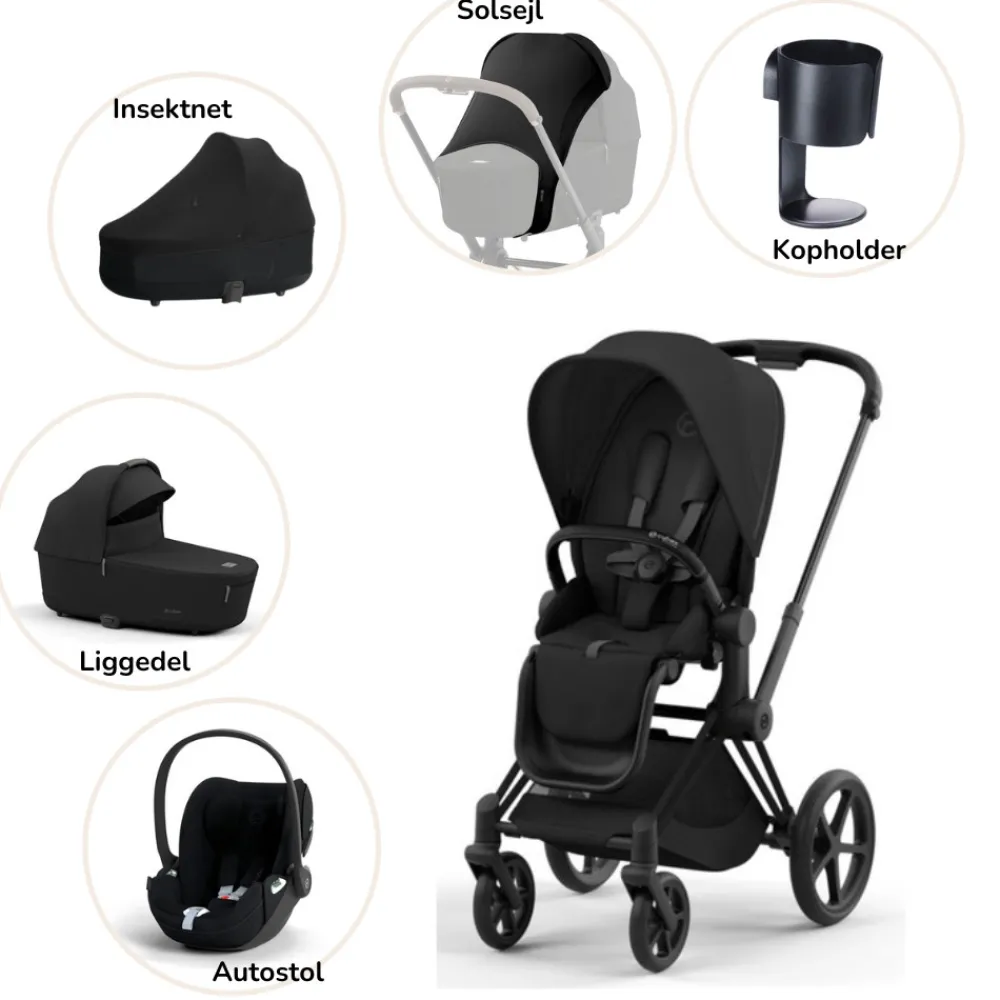 Cybex Priam pakke - sepia black/matt black PLUS- Kombivognspakker
