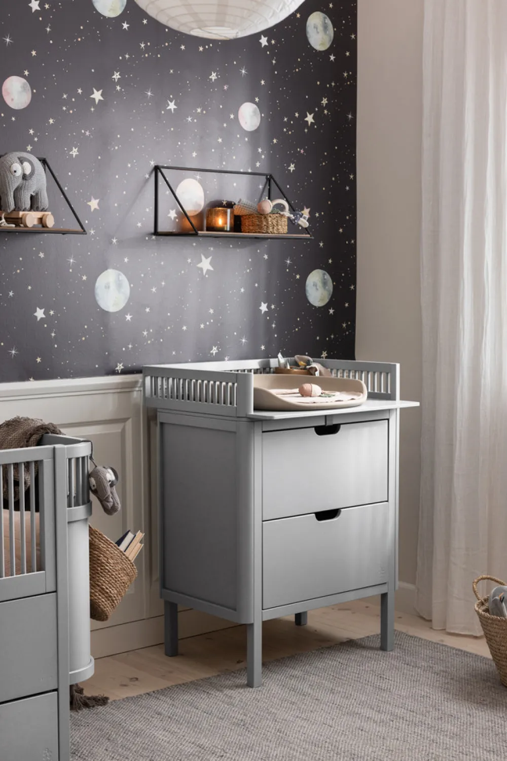 Sebra Puslebord med skuffer - stone grå-Børn Pusleborde|Pusleborde