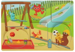 BABBLARNA Puslespil i træ med legepladsmotiv- Puslespil