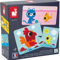 Janod Puzzle - Parent and Baby Animals- Puslespil