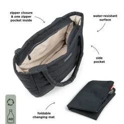 Done By Deer Quiltet pusle tote bag - Sort- Pusletasker & Transporttasker