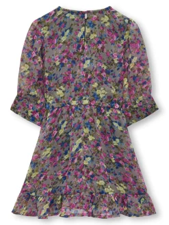 KIDS ONLY Rachel langærmet Aop kjole - DECEMBER SKY- Kjoler