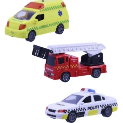 MOTOR-112 Redningskøretøjer 3stk m/pullback, lys og lyd- Legetøjsbiler