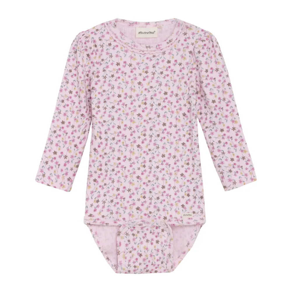 Minymo Rib Body Langærmet - 5607- Bodystocking Langærmet