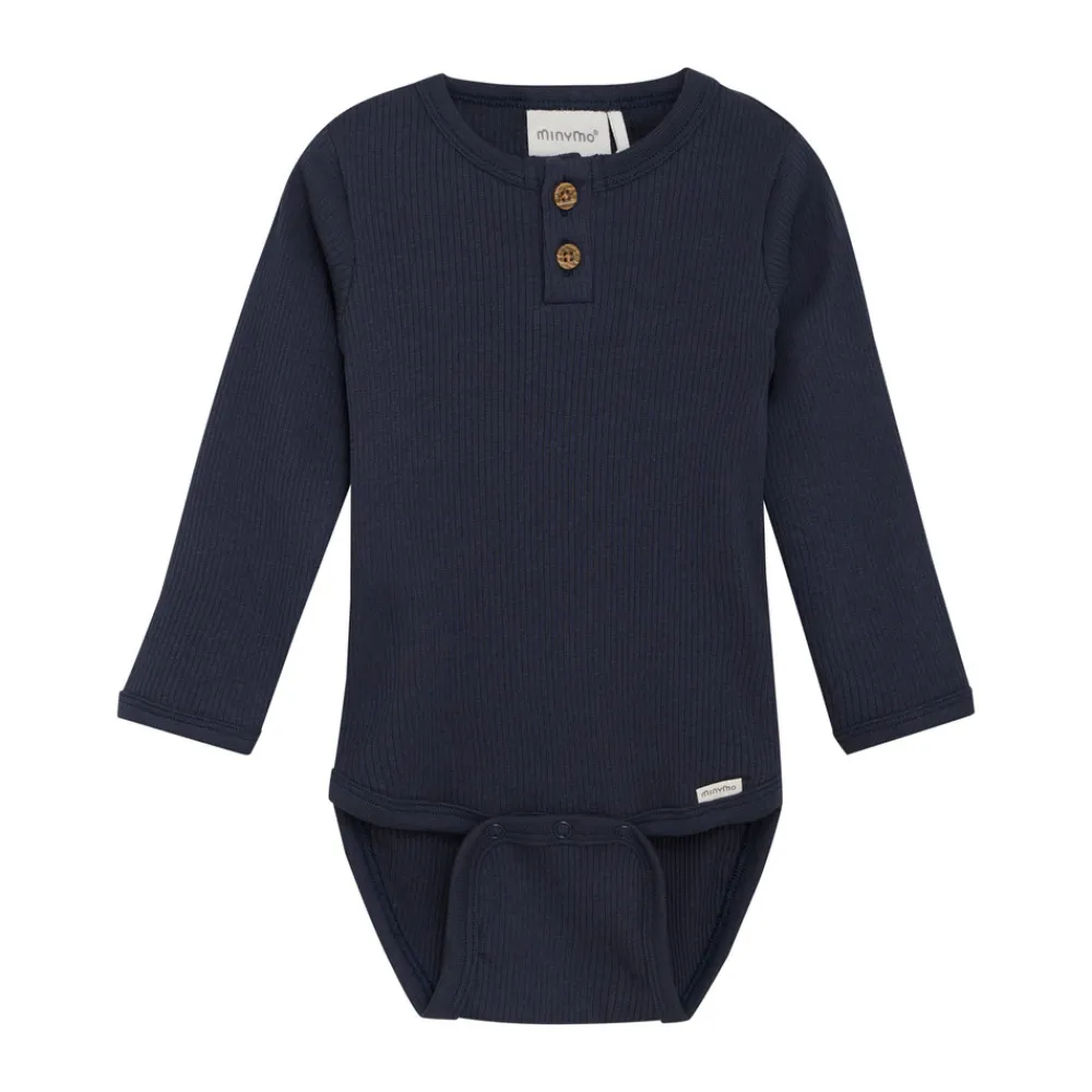Minymo Rib Body Langærmet - 7021- Bodystocking Langærmet