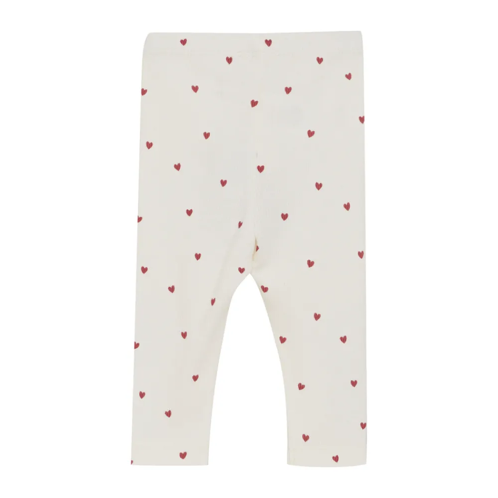 Minymo Rib Leggings - med hjerteprint- Leggings