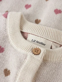 Lil' Atelier Saran Hjerte Strik Cardigan - Turtledove- Cardigans, Veste & Trøjer