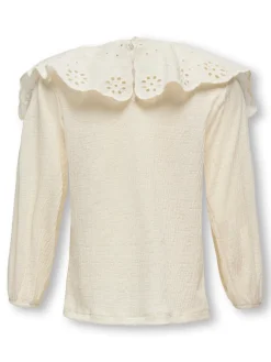 KIDS ONLY Sia Pella langærmet top - BIRCH- Bluser