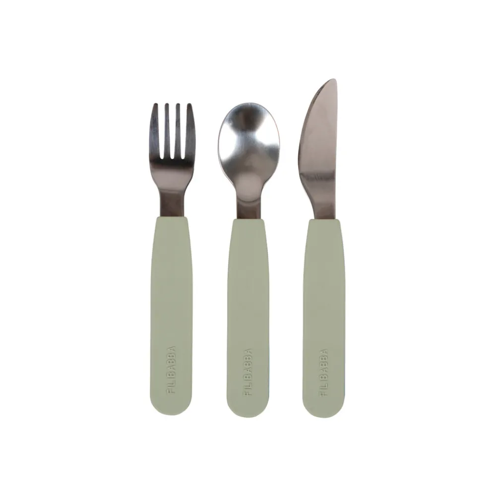 Filibabba Silikone bestiksæt - green- Bestik