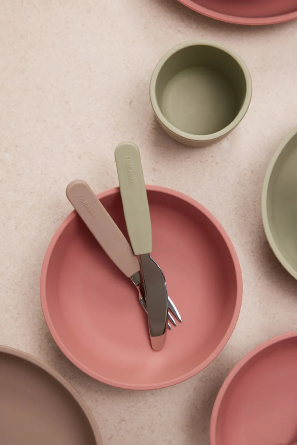 Filibabba Silikone bestiksæt - green- Bestik