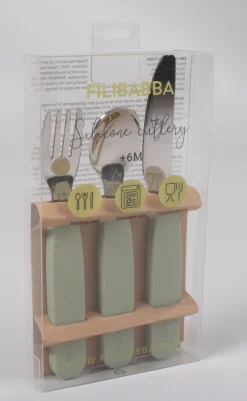 Filibabba Silikone bestiksæt - green- Bestik