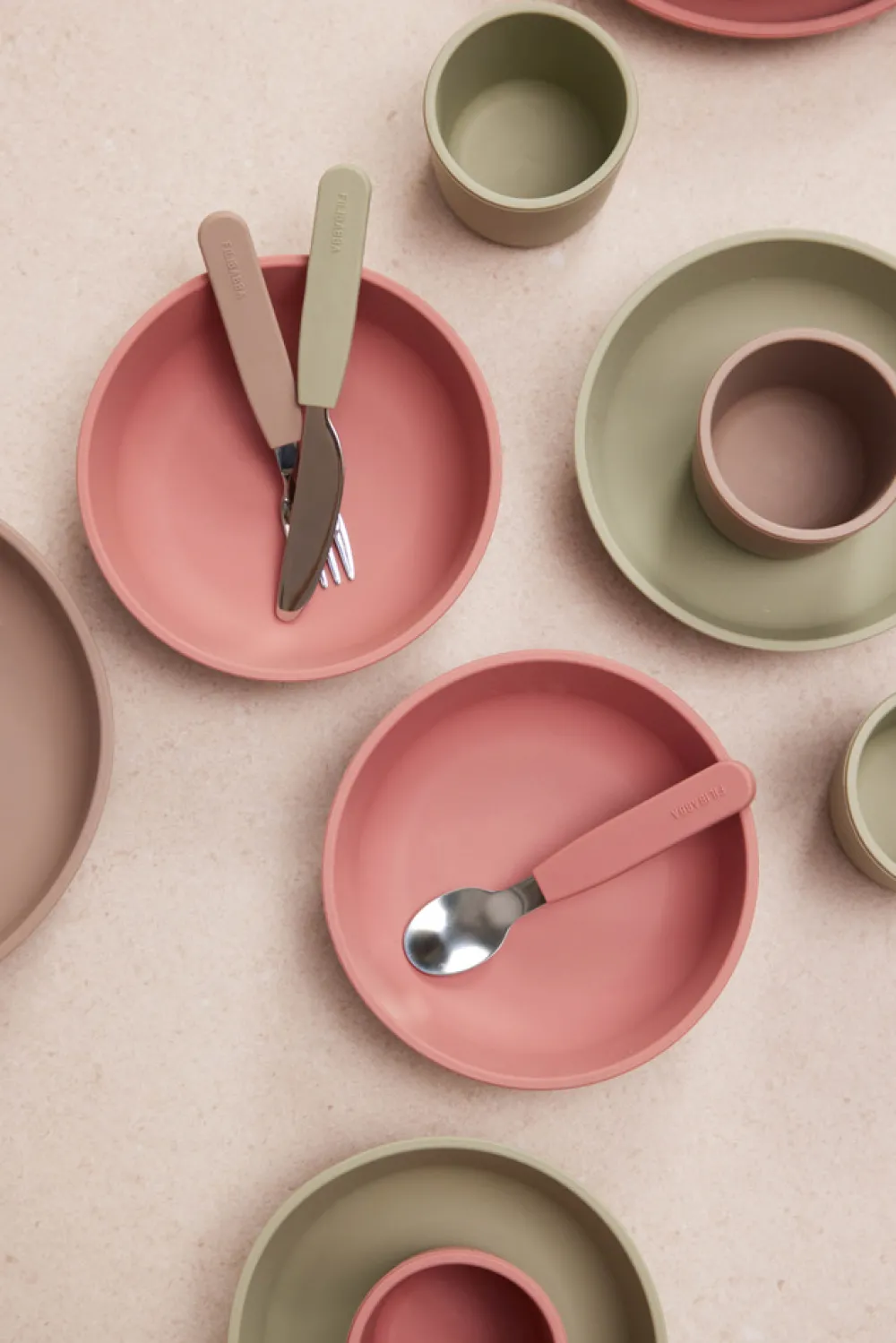 Filibabba Silikone bestiksæt - rose- Bestik