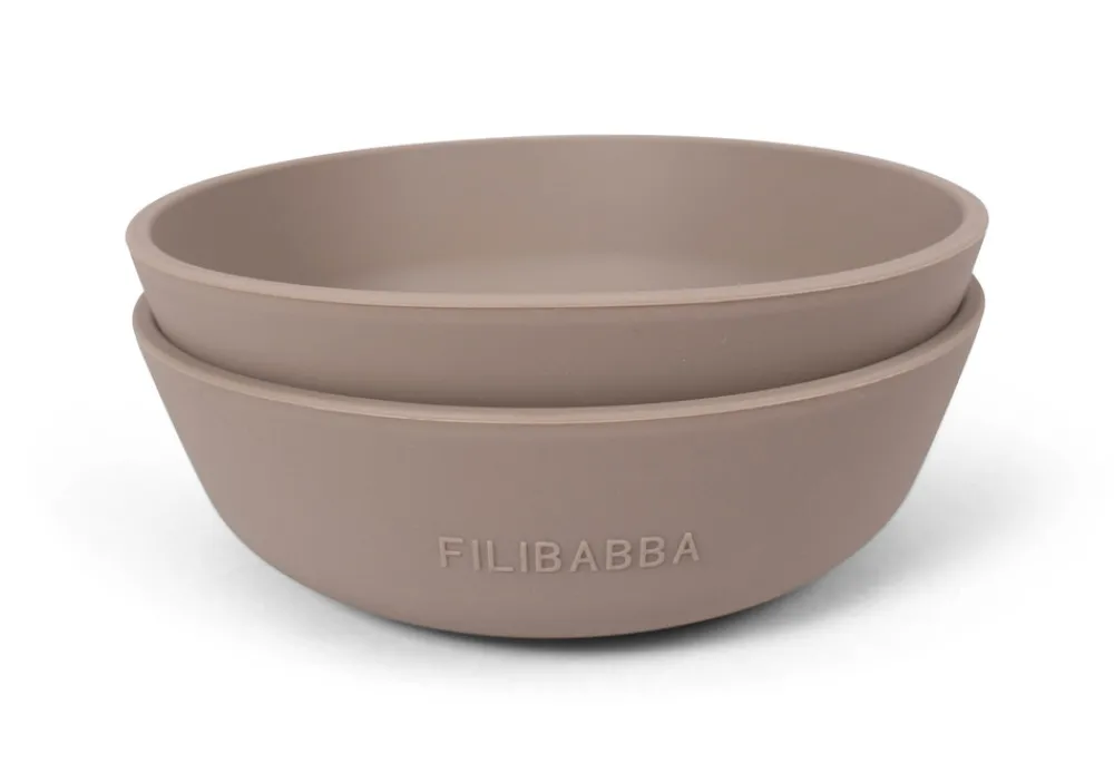Filibabba Silikone skål 2-pak - Warm Grey- Service