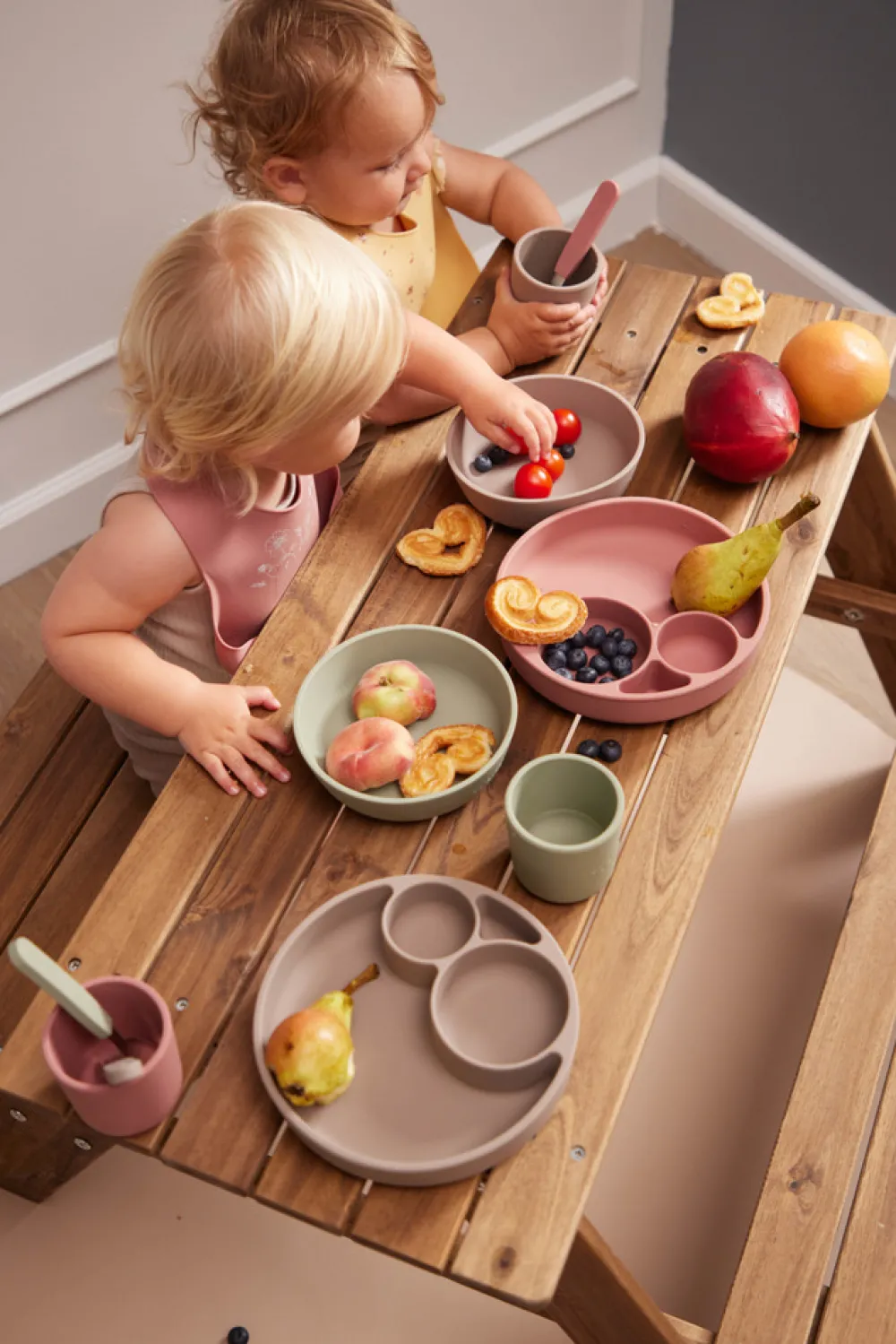 Filibabba Silikone skål 2-pak - Warm Grey- Service