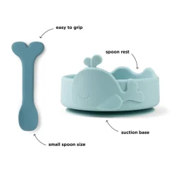 Done By Deer Silikone Stick & Stay skål og babyske Wally - Blå- Service