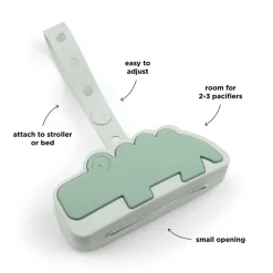 Done By Deer Silikone sutteholder Croco Grøn- Suttesnore Og Suttebokse