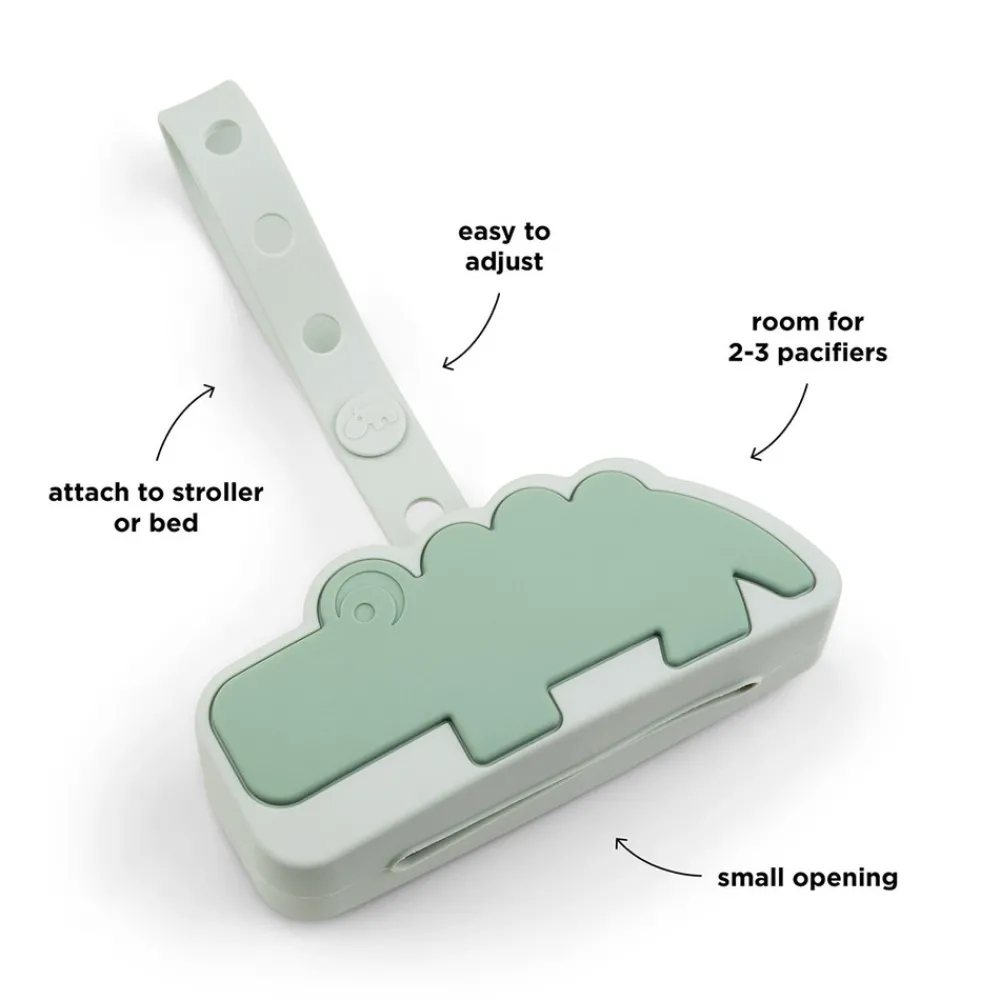 Done By Deer Silikone sutteholder Croco Grøn- Suttesnore Og Suttebokse