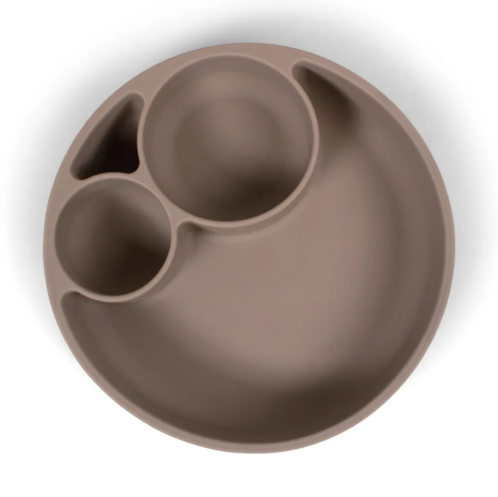 Filibabba Silikone tallerken ruminddelt - Warm Grey- Service