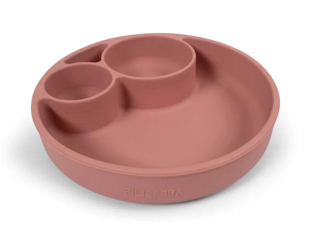 Filibabba Silikone tallerken ruminddelt - rose- Service