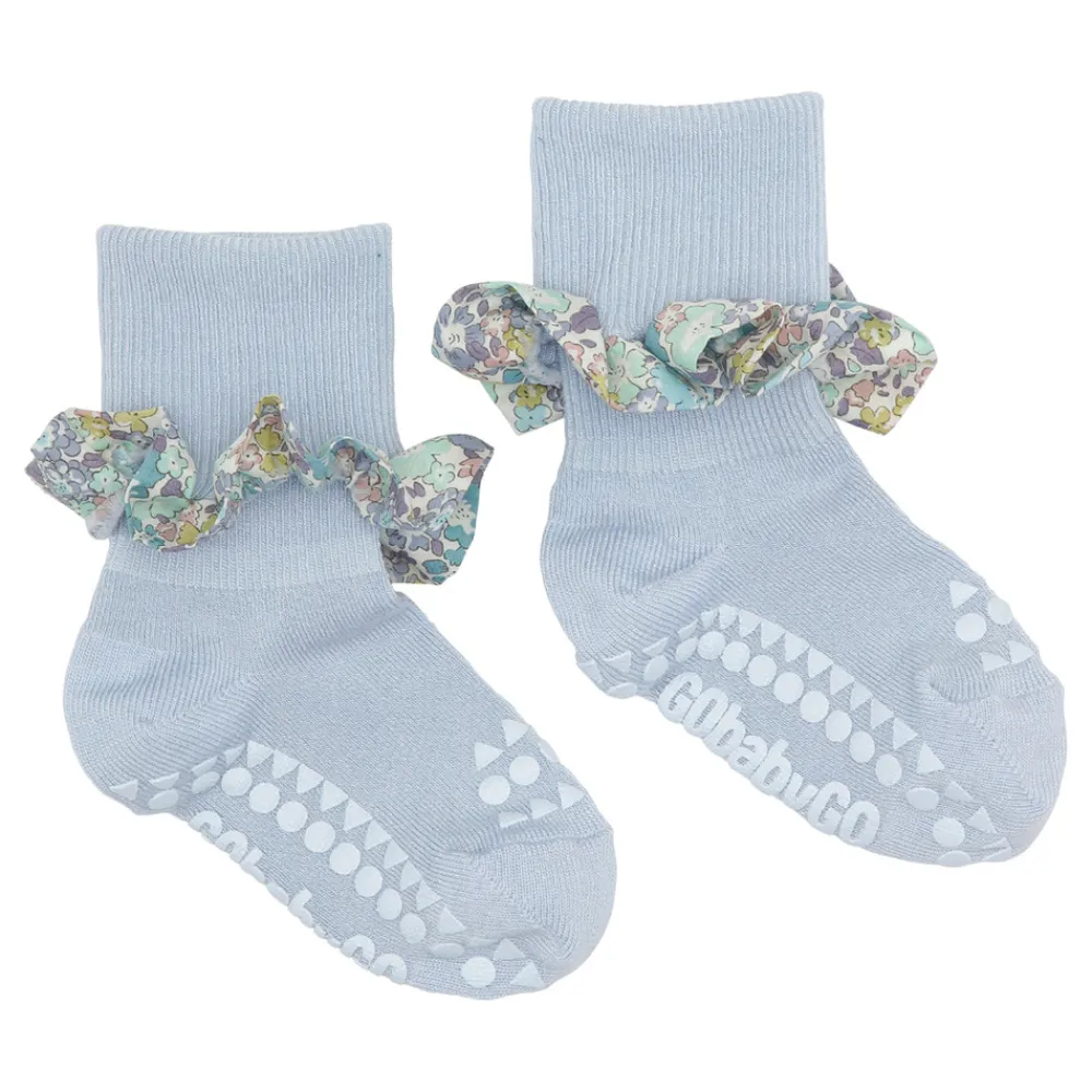 GOBABYGO Skridsikre Strømper - Liberty - Sky Blue / Michelle purple- Skridsikre Strømper