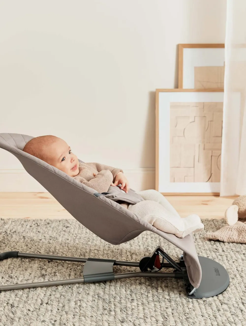 BabyBjörn Skråstol Bliss - Vævet, Klassisk quilt, Sandgrå-Børn Skråstole