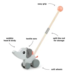 Done By Deer Skubbedyr Elphee Grå- Trælegetøj|Trækdyr