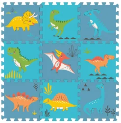 Magni Skumlegegulv med dino arter, 9 skumfliser- Legegulve & -Tæpper