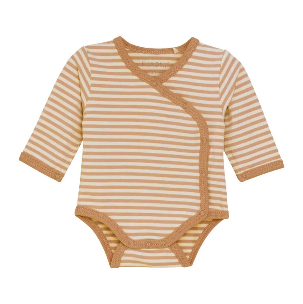 Fixoni Slå-om Body Langærmet - Doe- Præmatur Tøj|Bodystocking M. Skrålukning