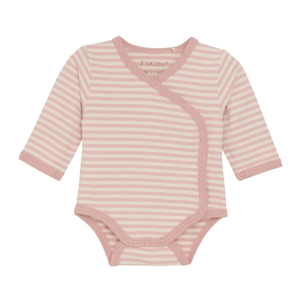 Fixoni Slå-om Body Langærmet - Pale Mauve- Bodystocking M. Skrålukning|Præmatur Tøj