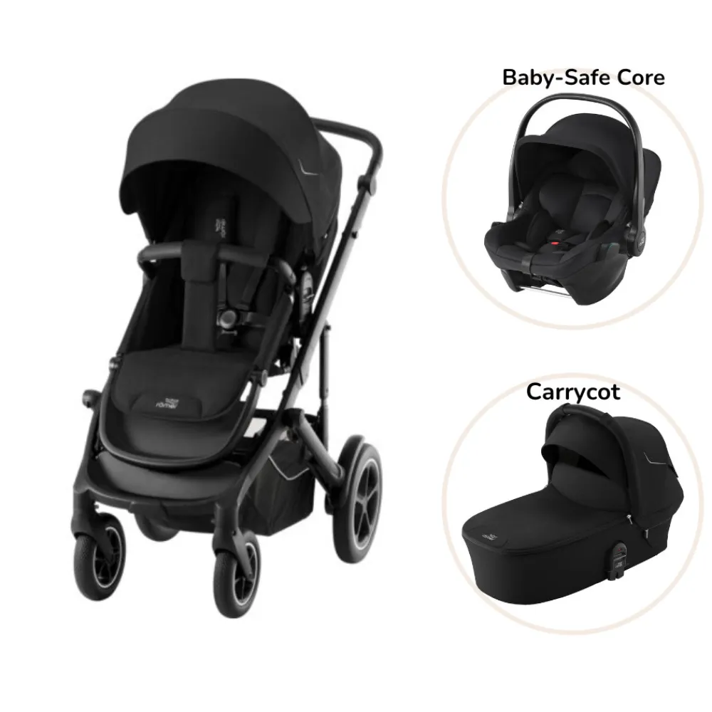 Britax Römer Smile 5Z inkl. liggedel og Baby-Safe Core autostol - space black- Kombivognspakker|Vognpakker