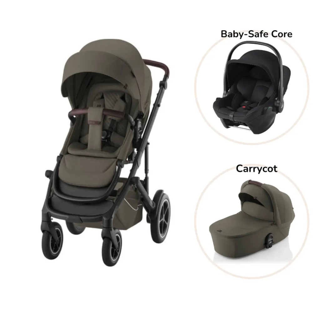 Britax Römer Smile 5Z lux inkl. liggedel og Baby-Safe Core autostol - urban olive/space black- Kombivognspakker|Vognpakker