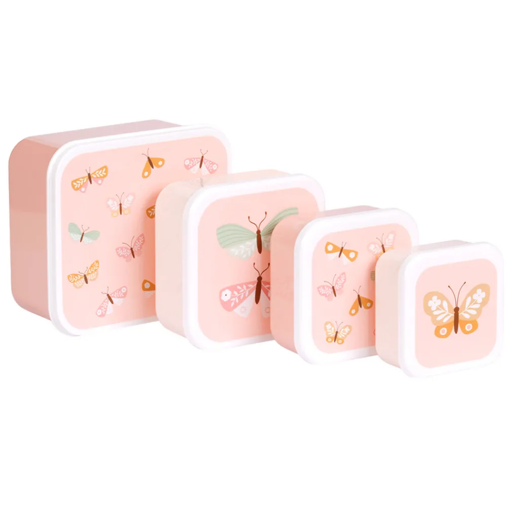 A Little Lovely Company Snackboksæt 4 dele Butterflies- Madkasser & Drikkedunke