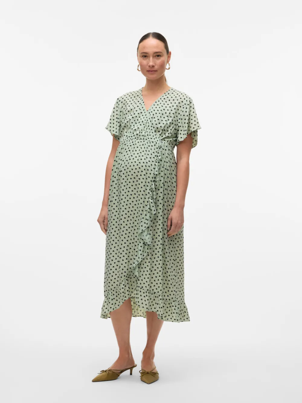 MamaLicious Sophie tess ss midi kjole - CAMEOGREEN- Kjoler/Nederdele