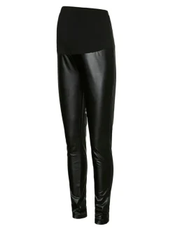 MamaLicious Soya jrs pu bukser hw - BLACK- Jeans, Bukser & Shorts