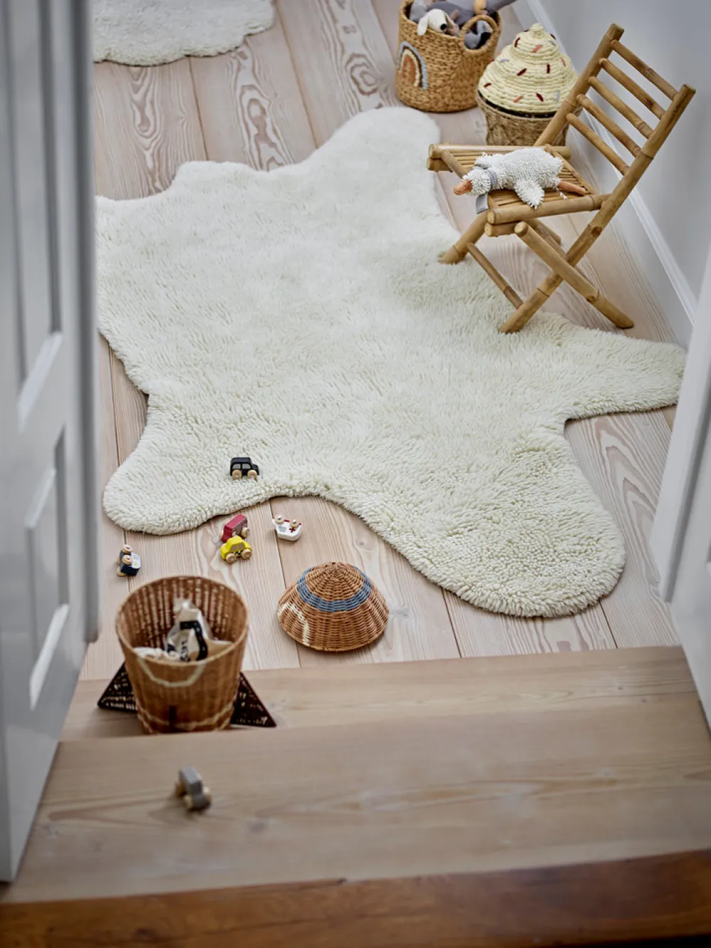 Bloomingvillemini Space Kurv m/låg, Natur, Rattan-Børn Kurve