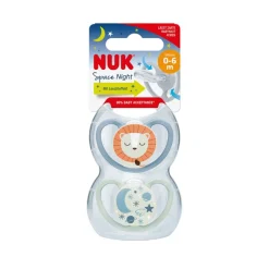 NUK Space Night Silicon S1 - Lion 2 stk- Sutter