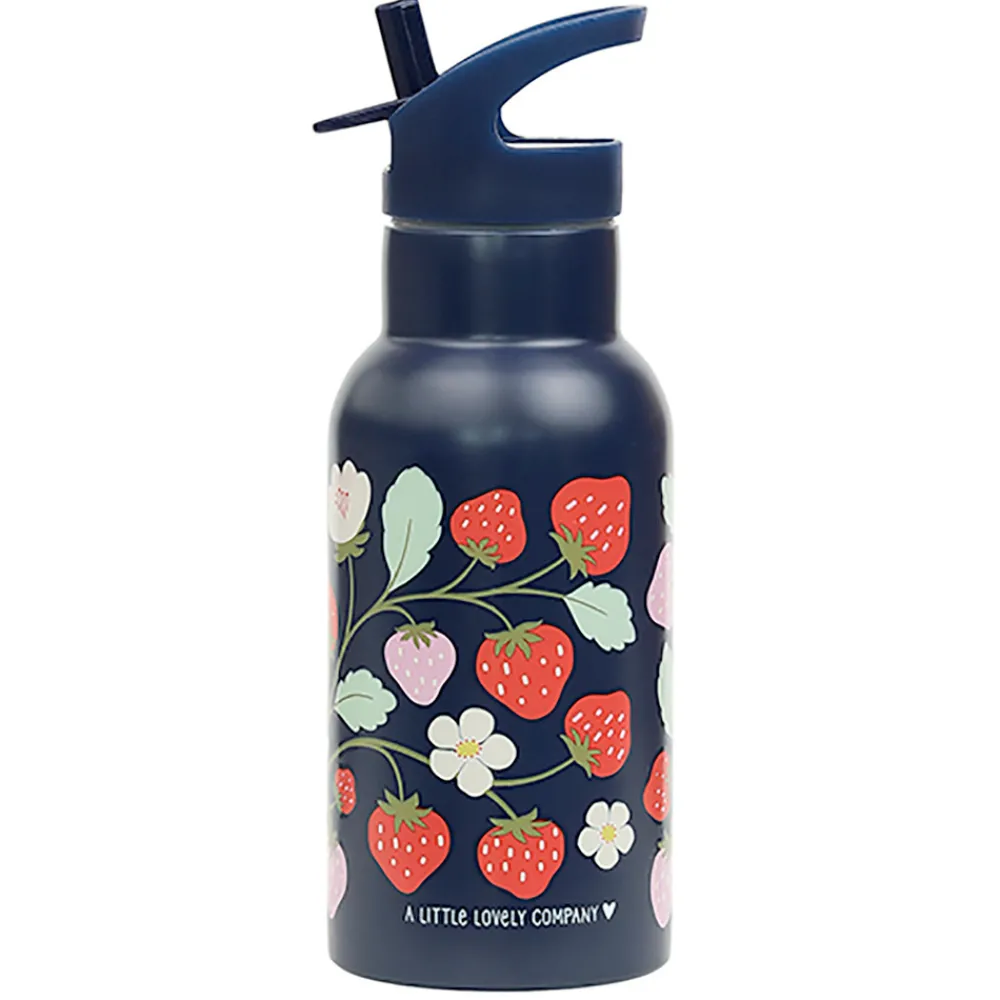 A Little Lovely Company Stainless steel drink bottle: Strawberries- Madkasser & Drikkedunke