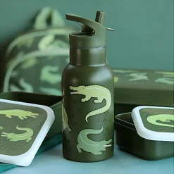 A Little Lovely Company Stainless steel drink bottle: Crocodiles- Madkasser & Drikkedunke