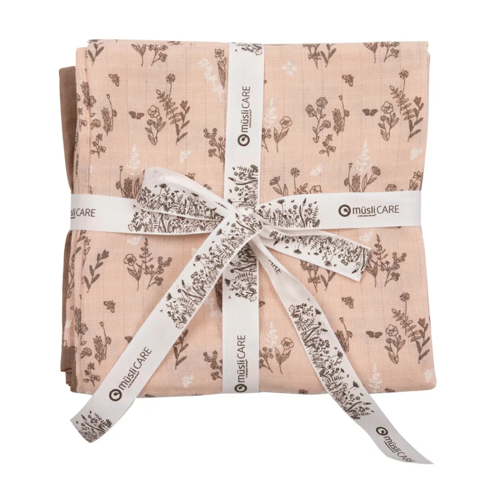 Müsli Stofble 2-pak, 75x75 cm - Flora-Børn Stofbleer