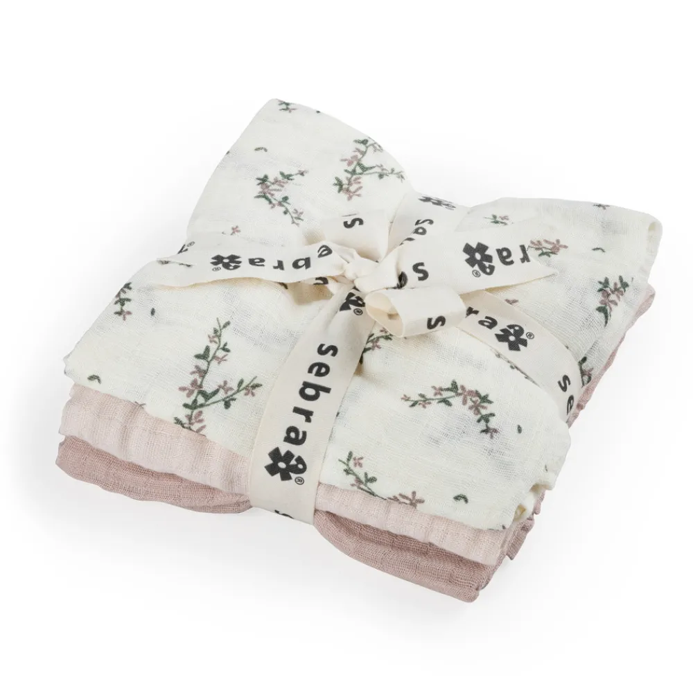 Sebra Stofbleer, 3 stk., powder blossom, rose-Børn Stofbleer & Klude|Stofbleer