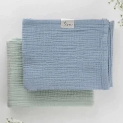 TISU Stofbleer muslin sæt, lysegrøn + lyseblå-Børn Stofbleer